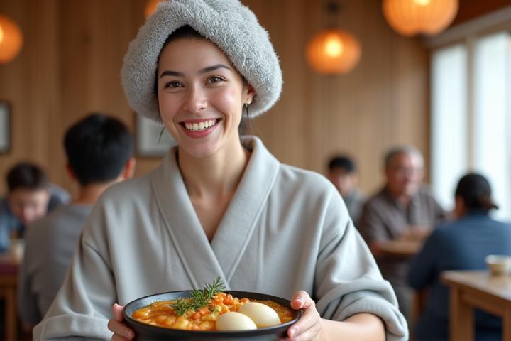 외국인 관광객이 한국 전통 찜질방에서 즐거운 시간을 보내는 모습